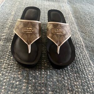 Coach Black and Tan Sandals
